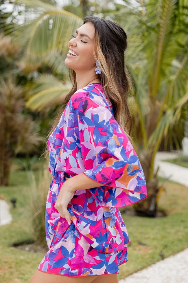 Spring Fling Purple Printed V-Neck Romper FINAL SALE