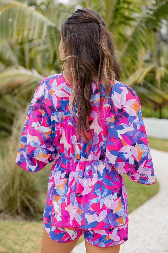 Spring Fling Purple Printed V-Neck Romper FINAL SALE