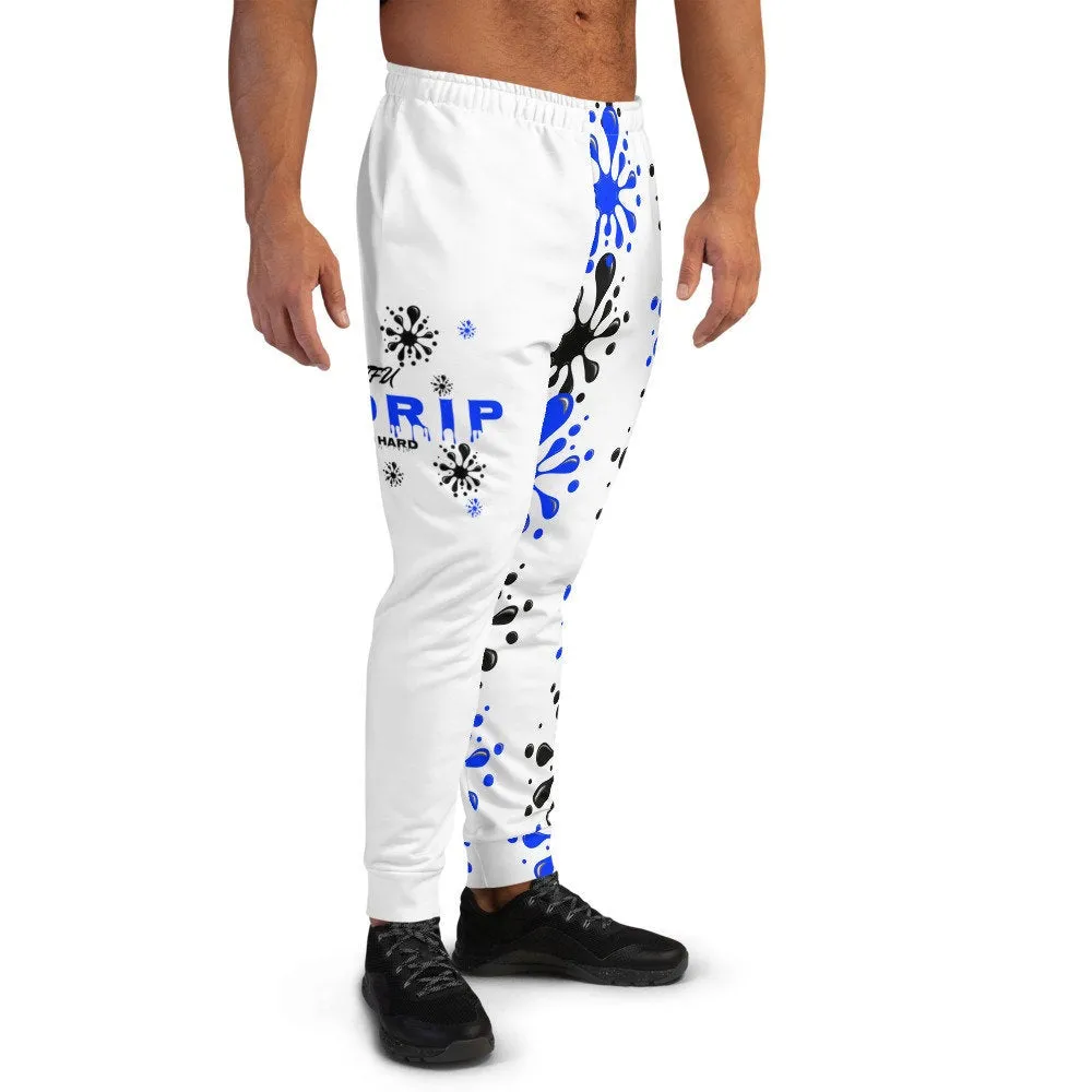 STFU Drip Too Hard Joggers - Blue & Black on White