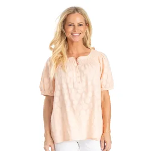 Textured Puff Sleeve Peasant Top