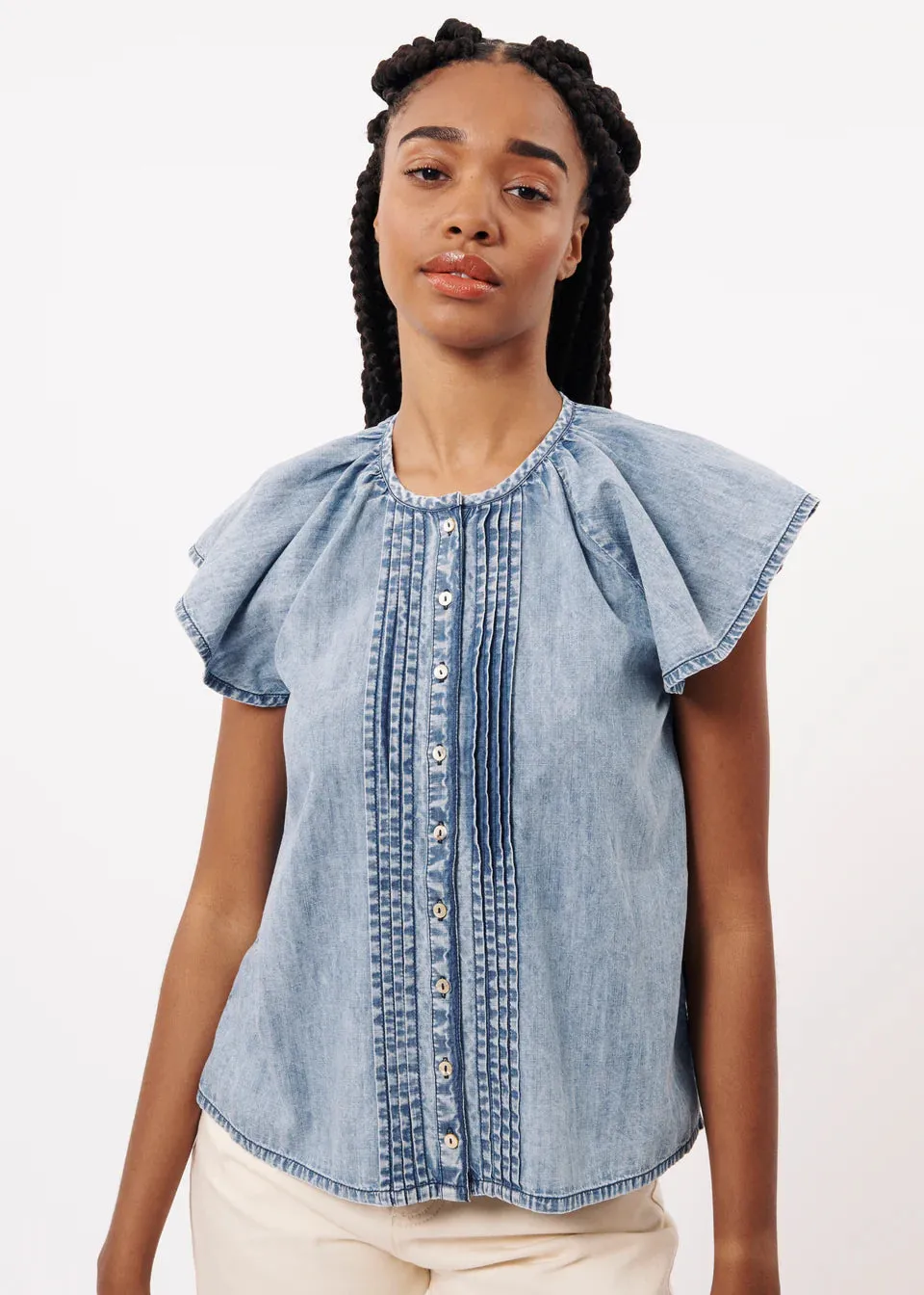 The Leni Shirt by FRNCH - Denim Blue