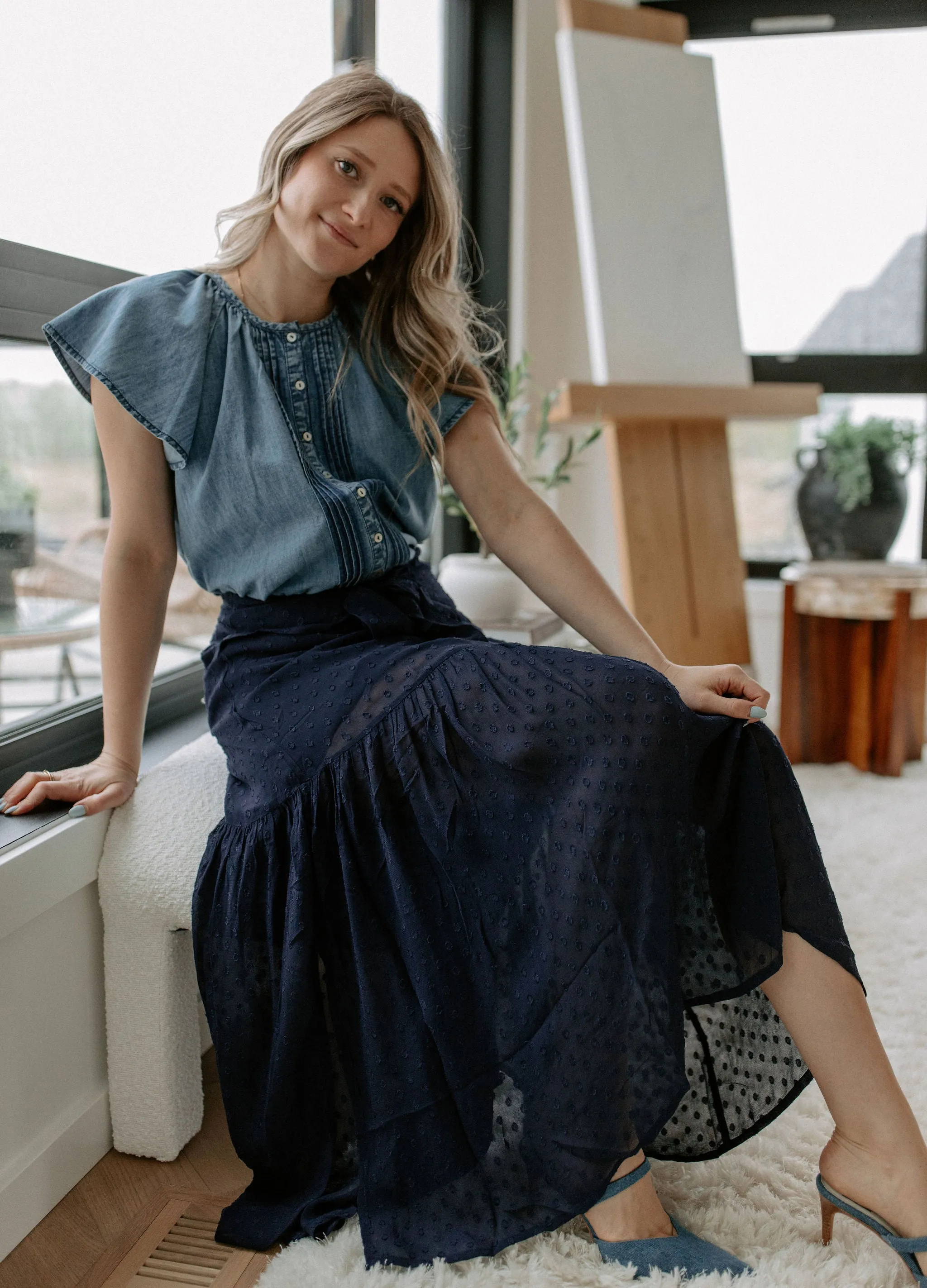 The Leni Shirt by FRNCH - Denim Blue