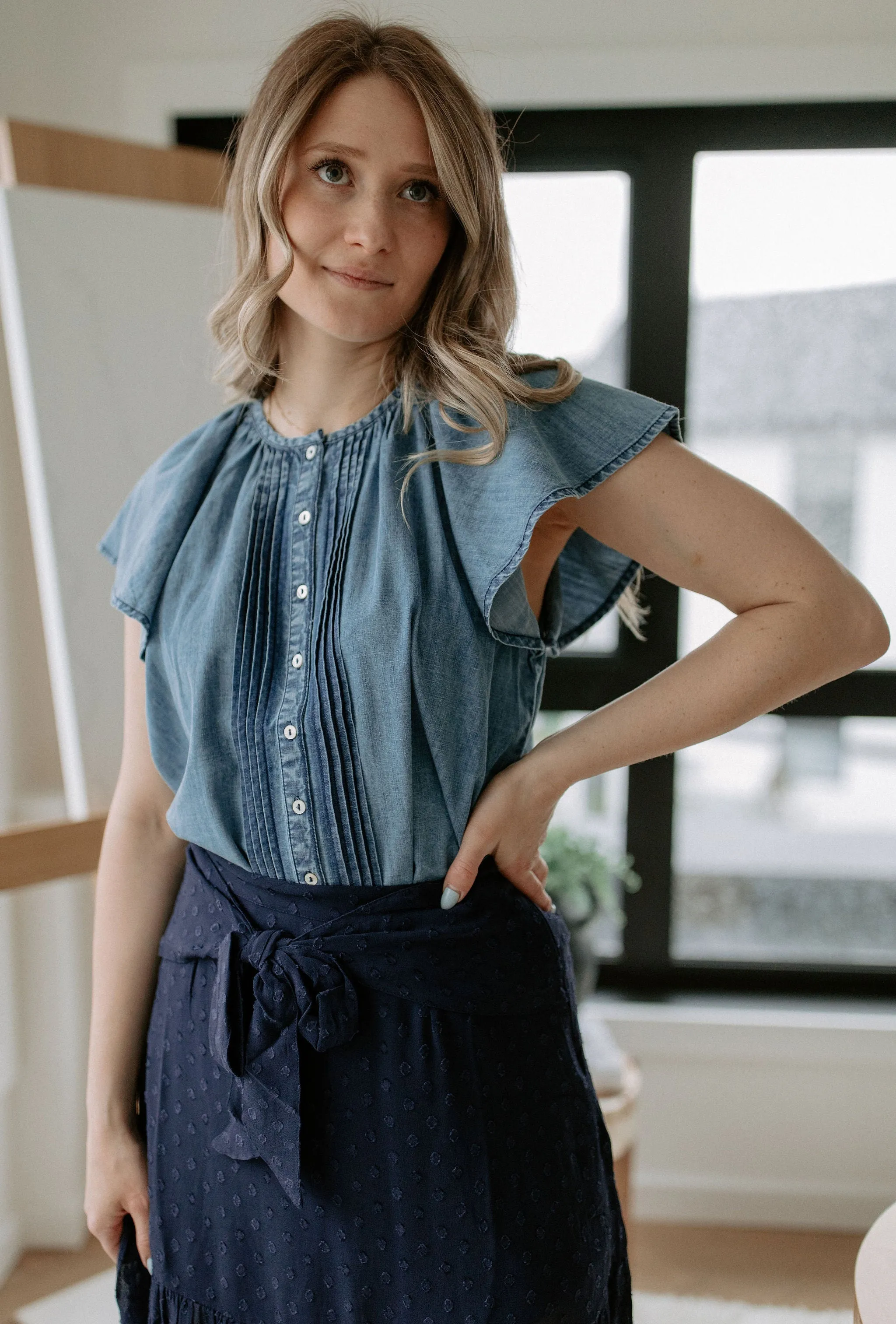 The Leni Shirt by FRNCH - Denim Blue