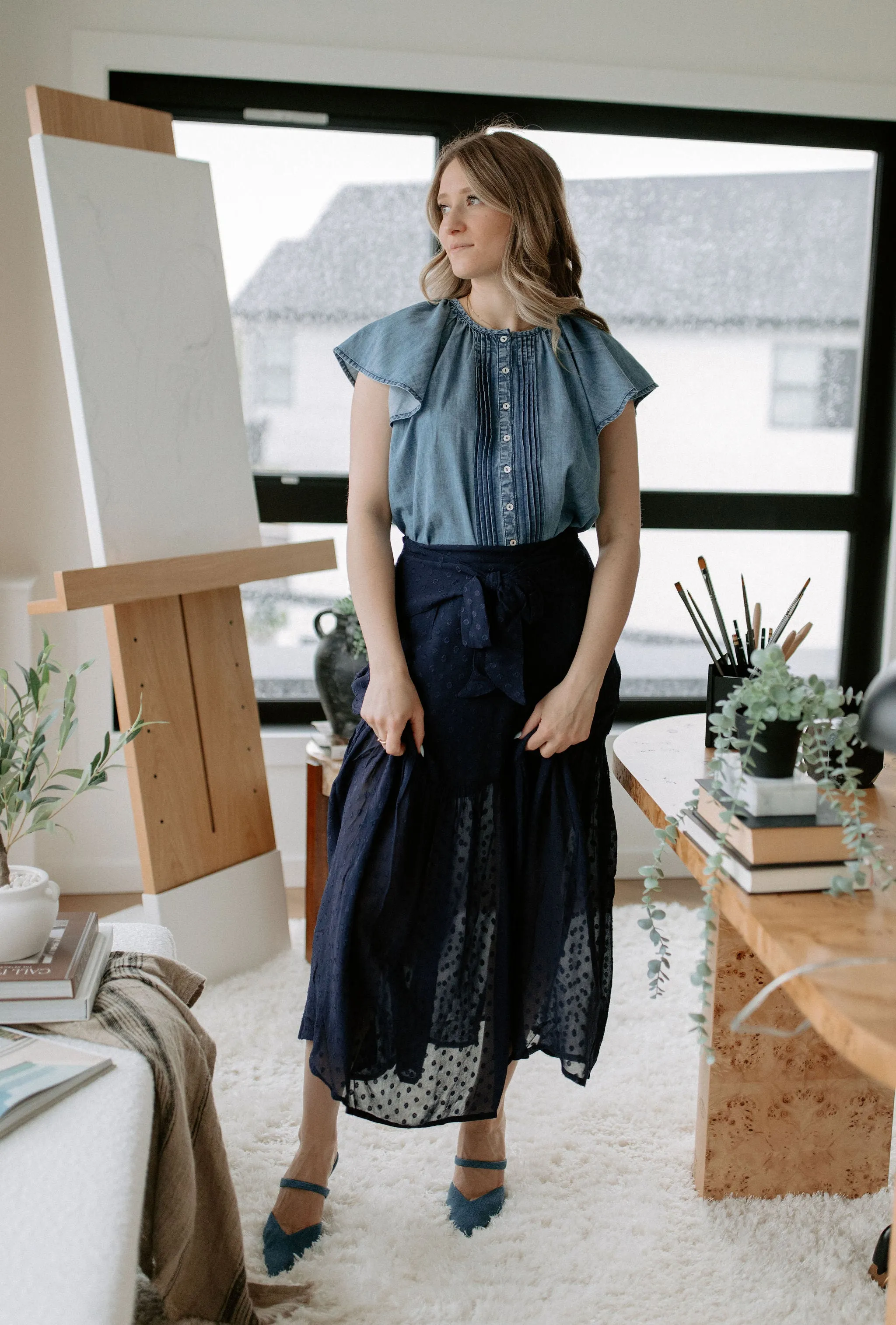 The Leni Shirt by FRNCH - Denim Blue