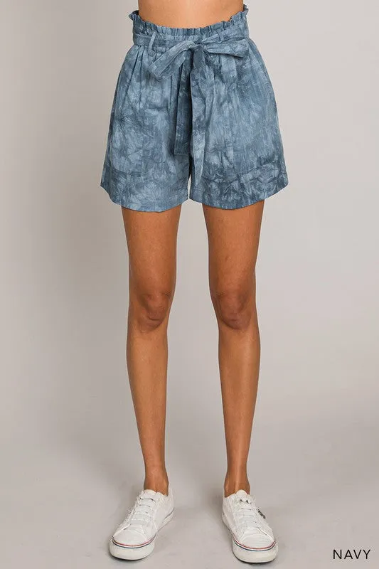 Tie Dye Printed Casual Shorts With Belt