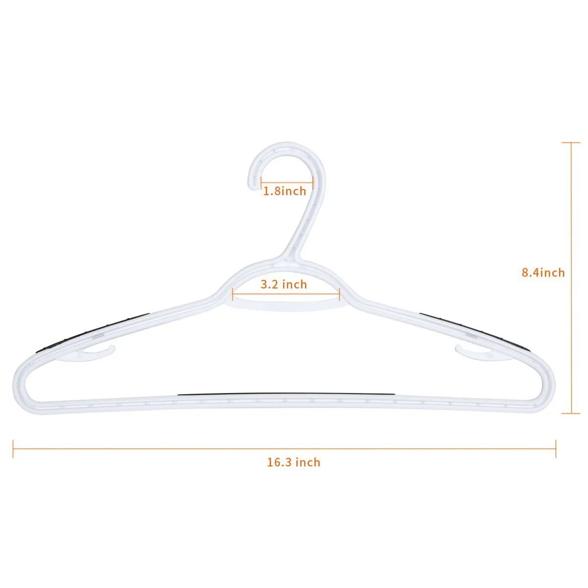 TIMMY Plastic Hangers 40 Pack Heavy Duty Clothes Hangers with Built-in Grip Non-Slip Pads Space Saving Super Lightweight Organizer for Closet Wardrobe,Perfect for Blouses Shirts and More(White&Grey)