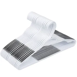 TIMMY Plastic Hangers 40 Pack Heavy Duty Clothes Hangers with Built-in Grip Non-Slip Pads Space Saving Super Lightweight Organizer for Closet Wardrobe,Perfect for Blouses Shirts and More(White&Grey)