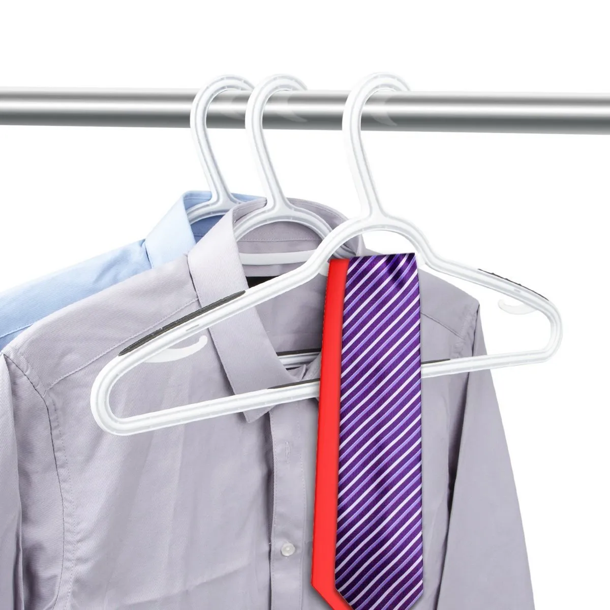 TIMMY Plastic Hangers 40 Pack Heavy Duty Clothes Hangers with Built-in Grip Non-Slip Pads Space Saving Super Lightweight Organizer for Closet Wardrobe,Perfect for Blouses Shirts and More(White&Grey)