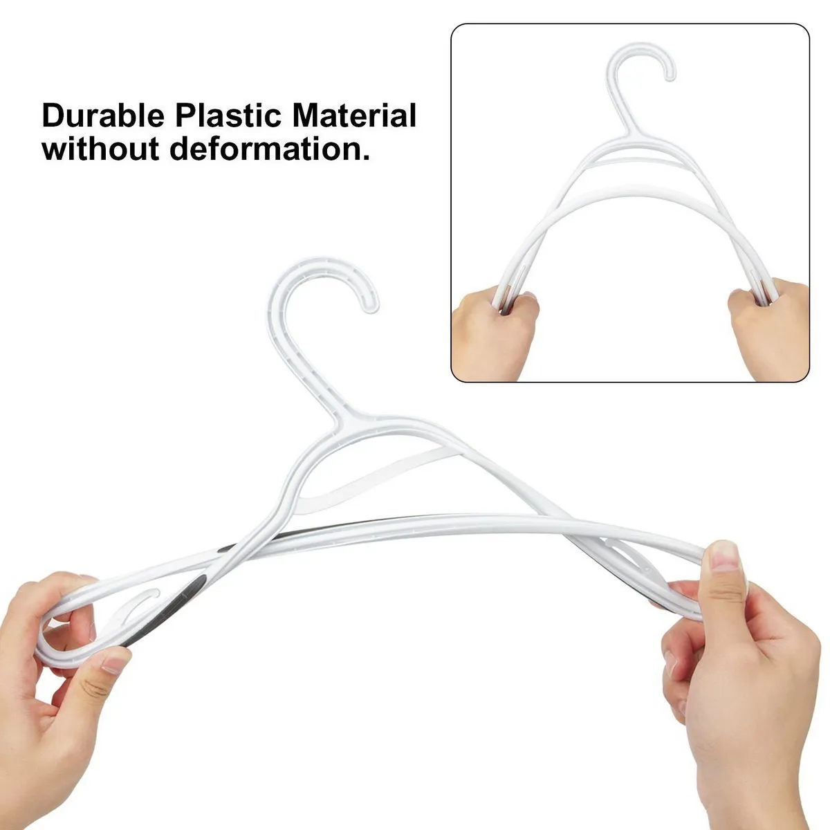TIMMY Plastic Hangers 40 Pack Heavy Duty Clothes Hangers with Built-in Grip Non-Slip Pads Space Saving Super Lightweight Organizer for Closet Wardrobe,Perfect for Blouses Shirts and More(White&Grey)