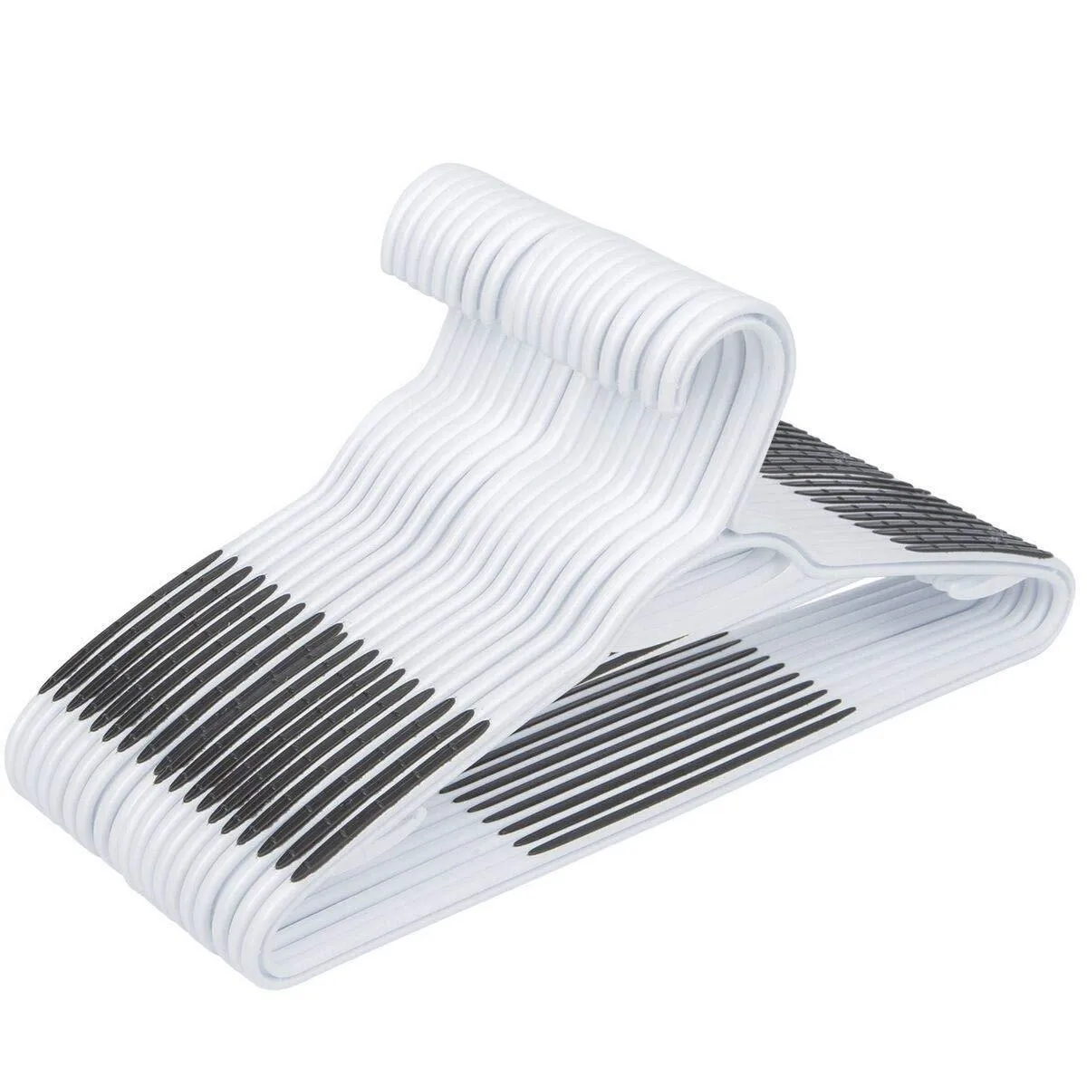 TIMMY Plastic Hangers 40 Pack Heavy Duty Clothes Hangers with Built-in Grip Non-Slip Pads Space Saving Super Lightweight Organizer for Closet Wardrobe,Perfect for Blouses Shirts and More(White&Grey)