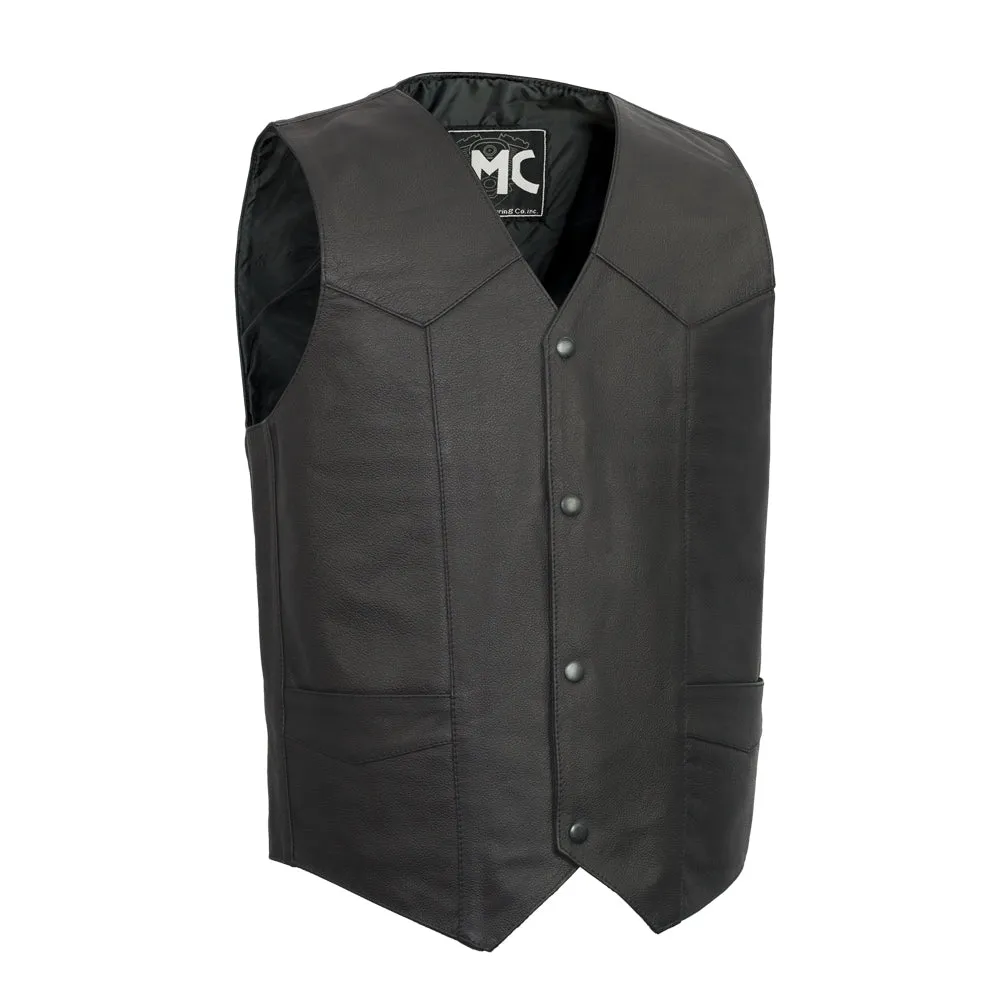 Top Shot Men's Motorcycle Western Style Leather Vest - Extreme Biker Leather
