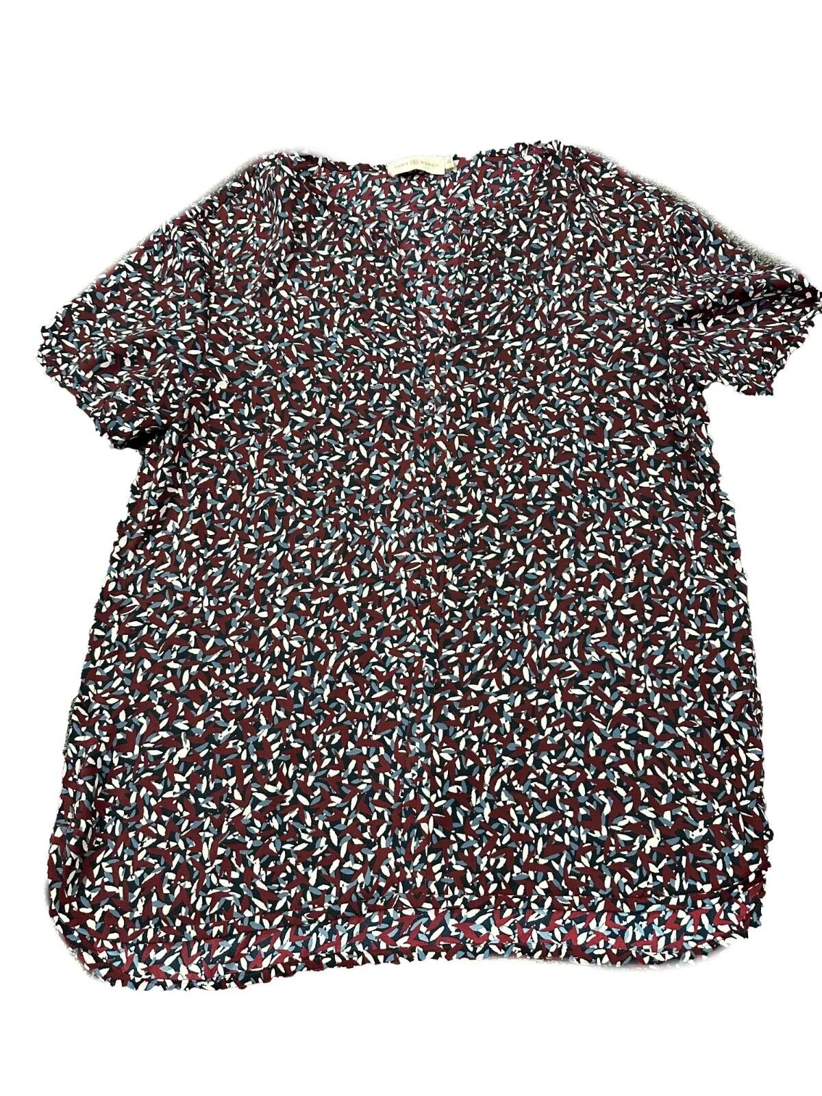 Tory Burch - Excellent - Printed Top - Burgundy, Navy - Size Small