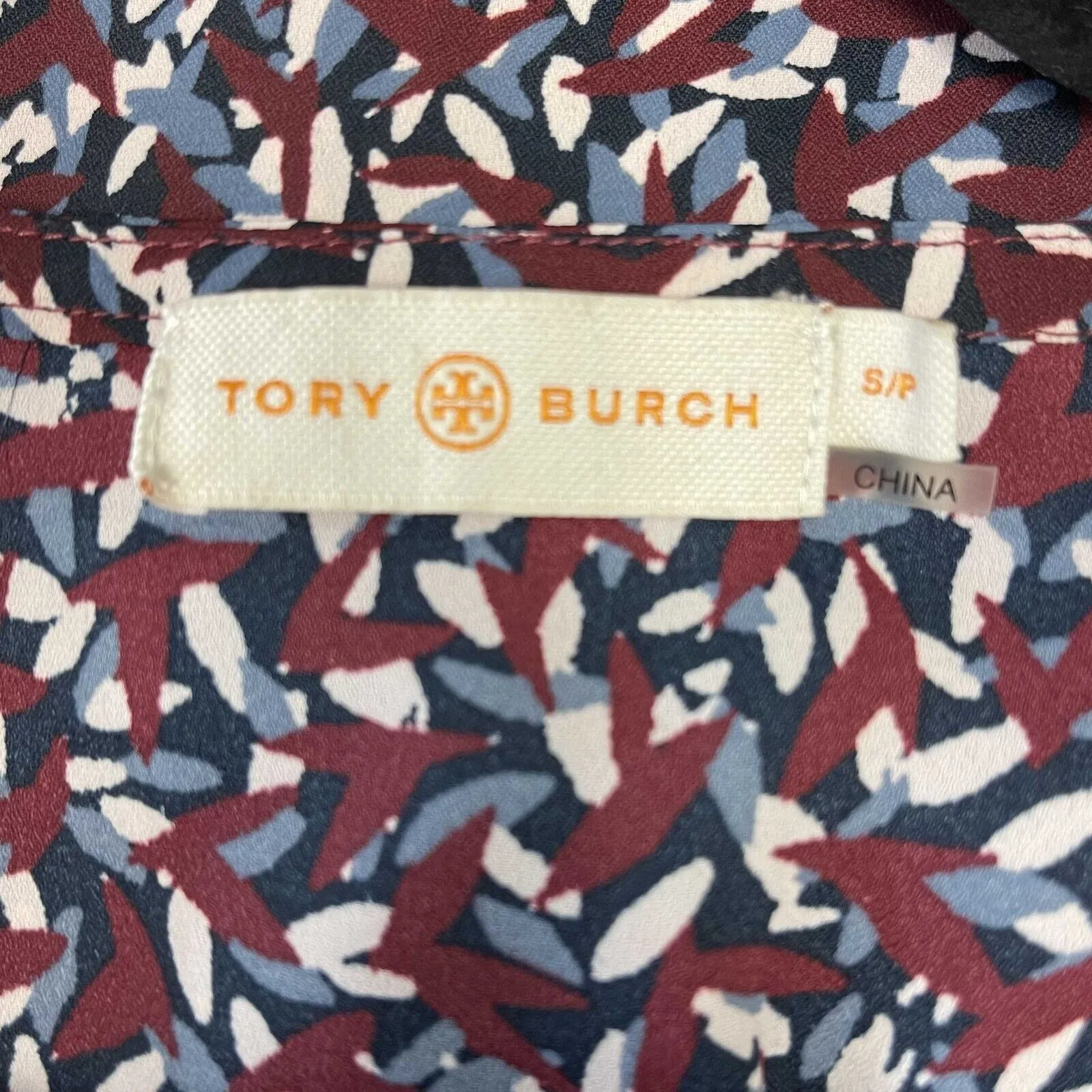 Tory Burch - Excellent - Printed Top - Burgundy, Navy - Size Small