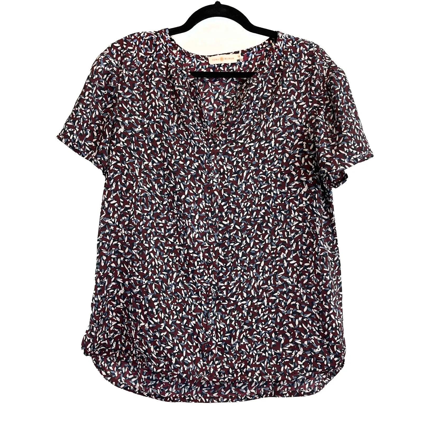 Tory Burch - Excellent - Printed Top - Burgundy, Navy - Size Small