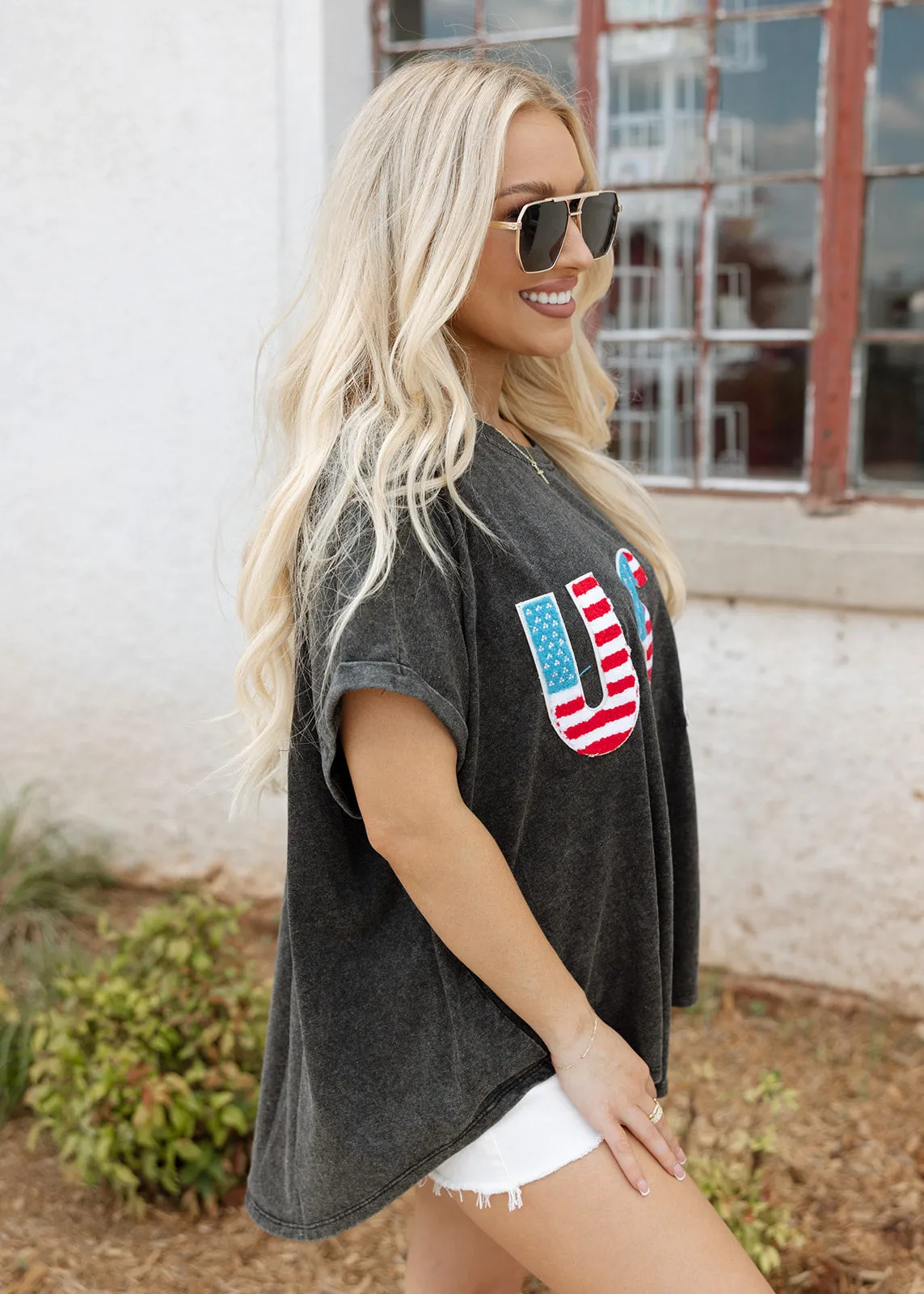USA Patch Vintage Charcoal Tee