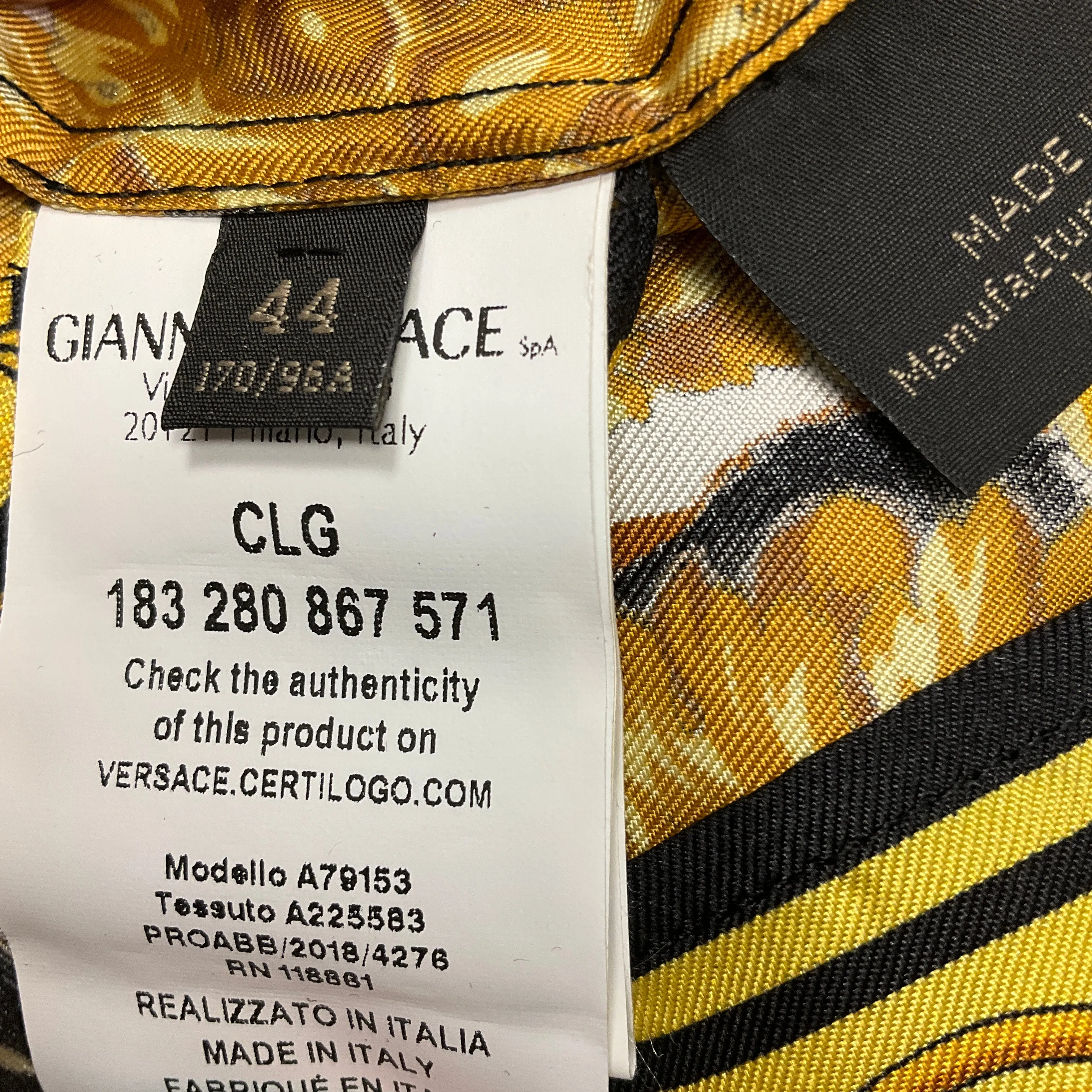 Versace Black / Gold 2018 Versace Tribute Baroque SS 1992 Silk Blouse