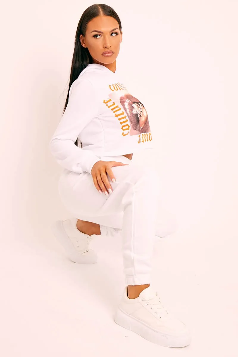 White Elasticated Tie Waist Joggers - Kamella
