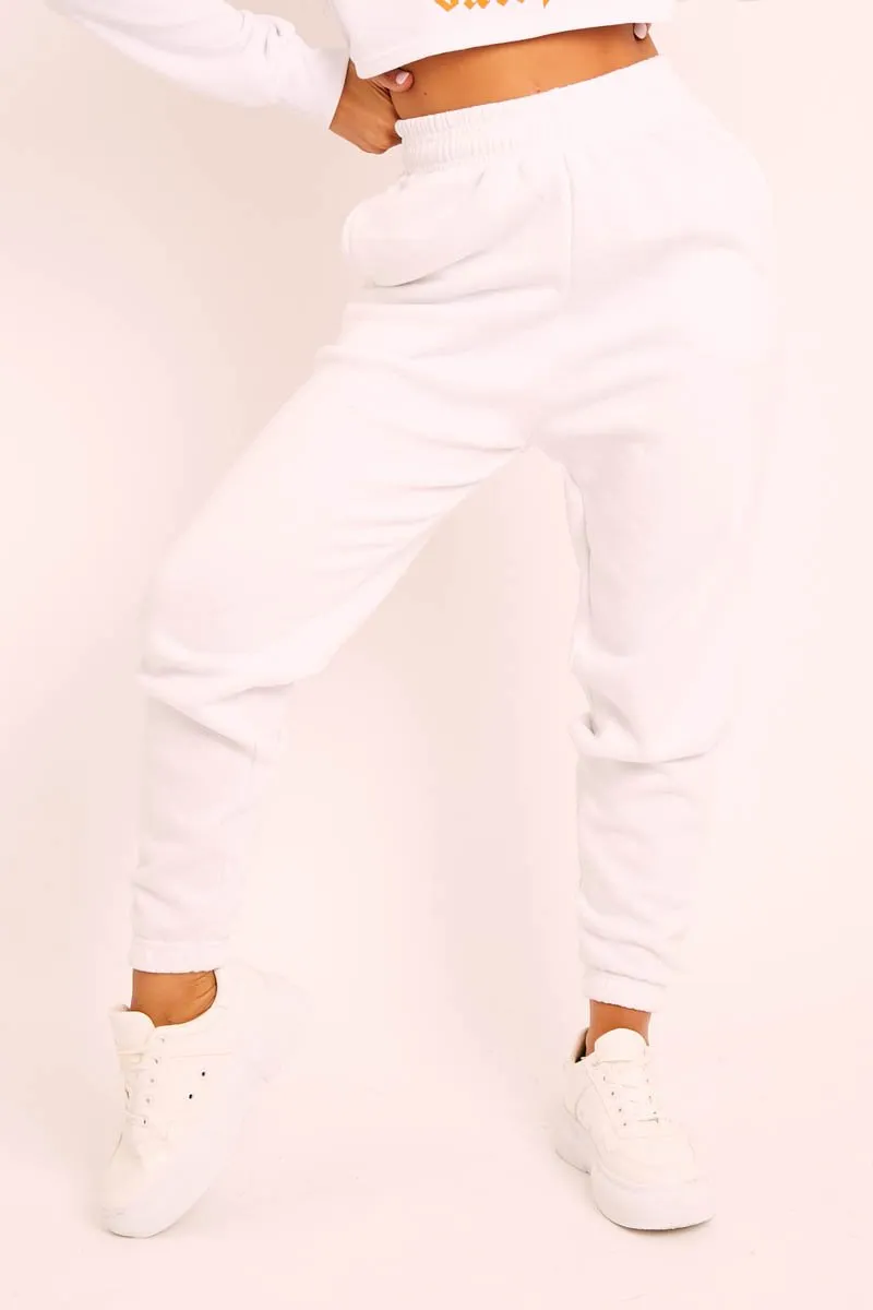 White Elasticated Tie Waist Joggers - Kamella