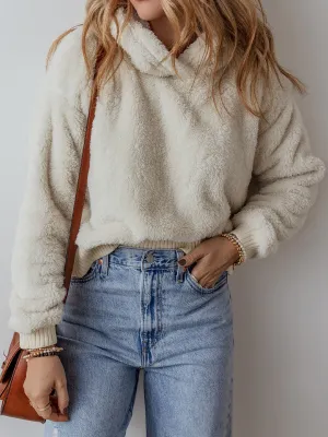 Womens White Plush Hoodie