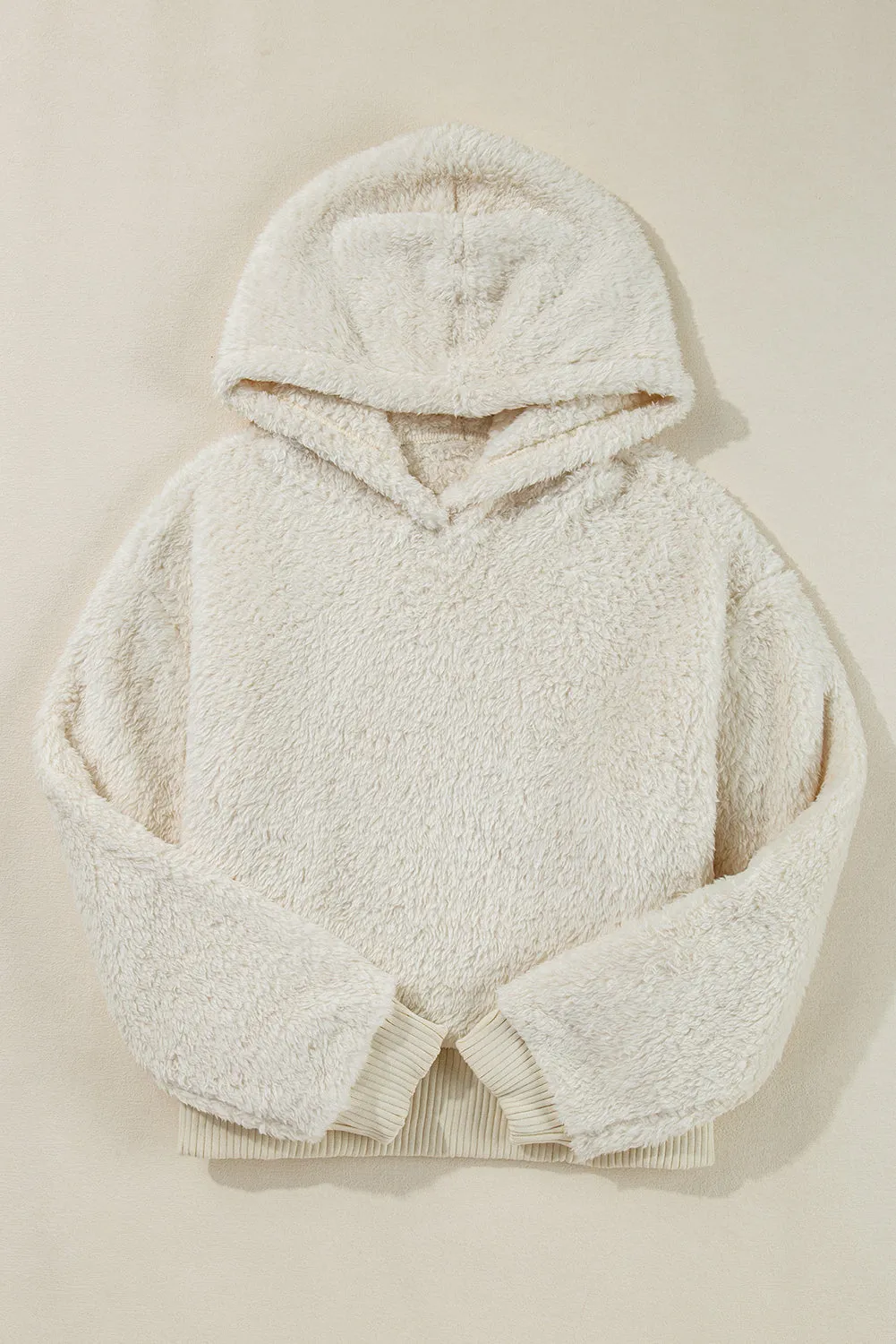 Womens White Plush Hoodie