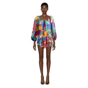 YVES SAINT LAURENT 1979 Silk Chiffon Colorful Floral Print Blouse Documented YSL | Size S/M