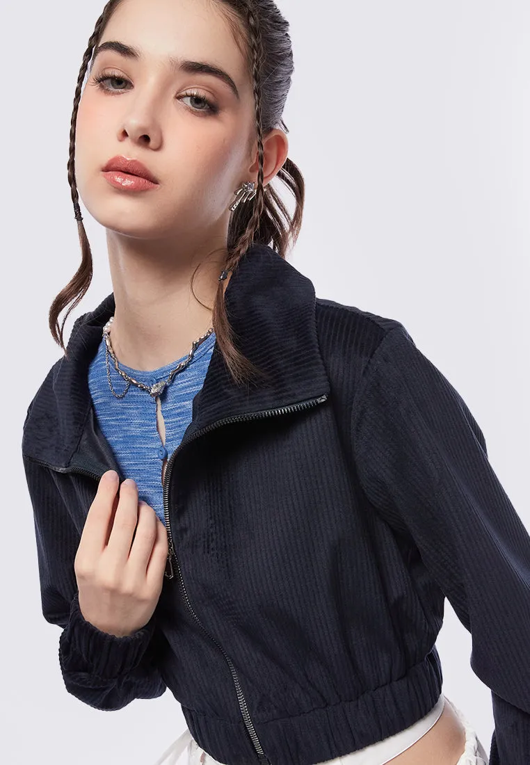 Zip Up Crop Denim Jacket