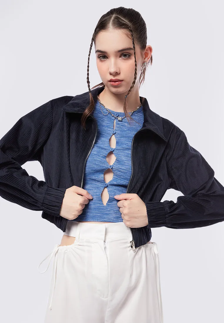 Zip Up Crop Denim Jacket